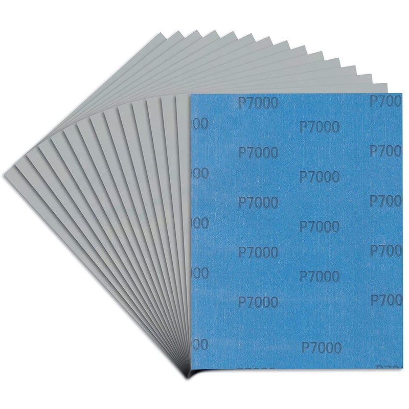 LCubro Sandpaper 7000 Grit, Wet Dry Sanding Sheets, High Performance Sand Paper for Wood Furniture Finishing, Metal Grinding, Automotive Polishing, 9 x 11 inches, 15-Sheets - Image 1